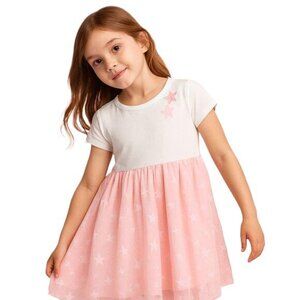 Wonder Nation Tutu Dress Short Sleeve Crew Neck Pink White S 6 6X